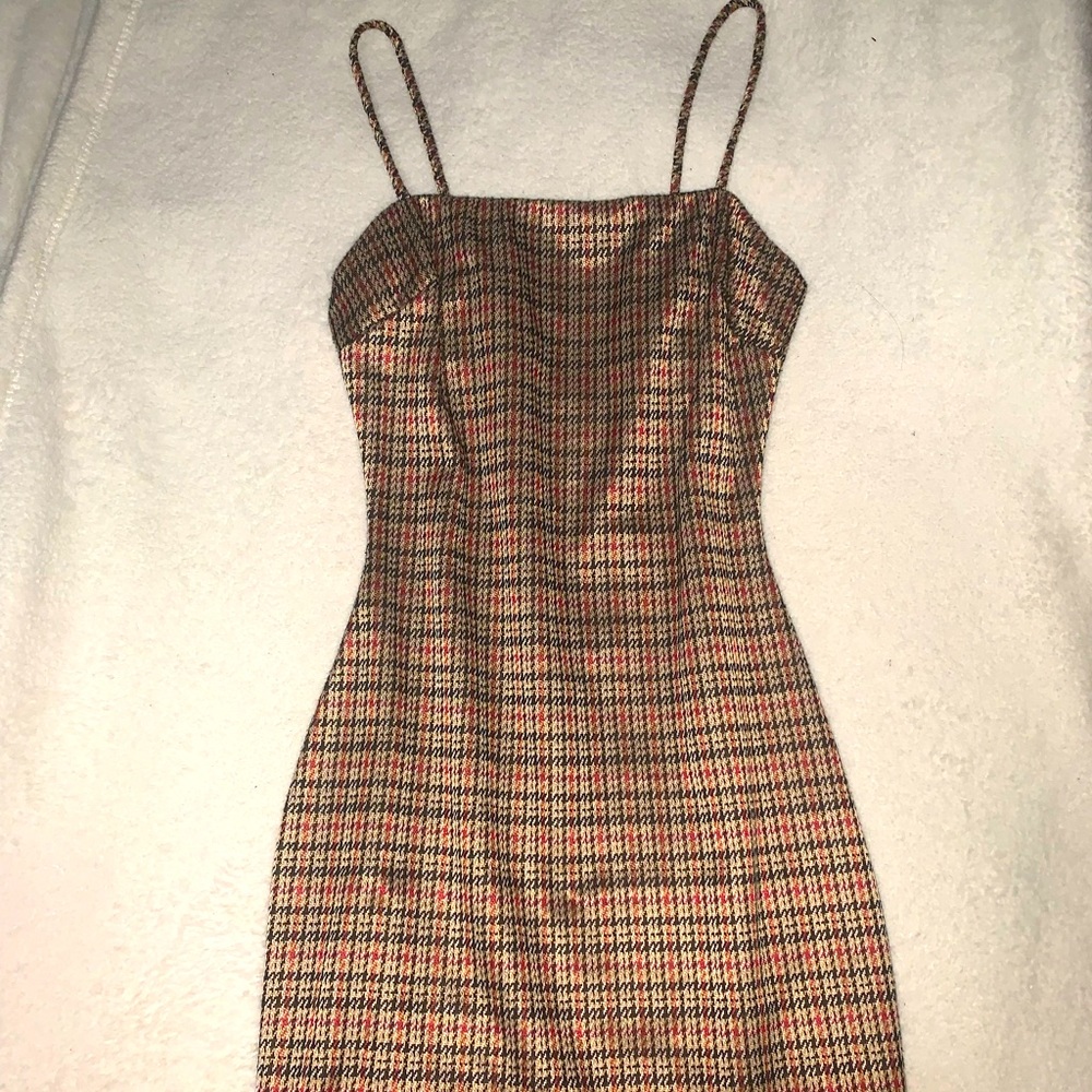 Lovely day brown plaid short dress size/S